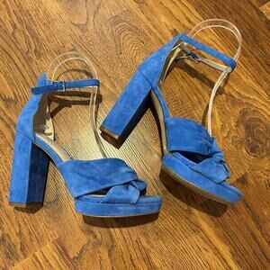 Vince Camuto Corlesta Suede Platform Sandals – Blue | Women’s Size 6 Glam Style